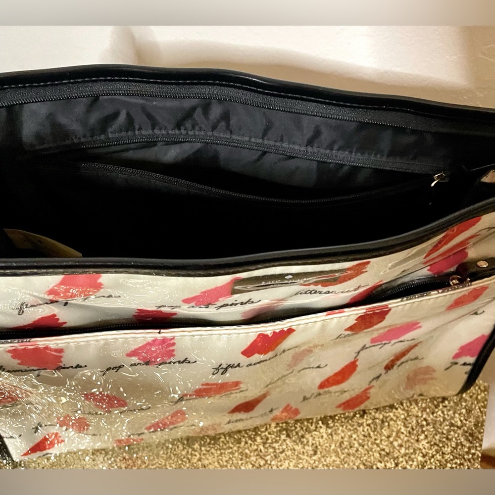 🎉HP🎉EUC- Kate Spade Jumbo Lipstick Swatch PVC Coated Zip Makeup Case💄Travel - Picture 8 of 14